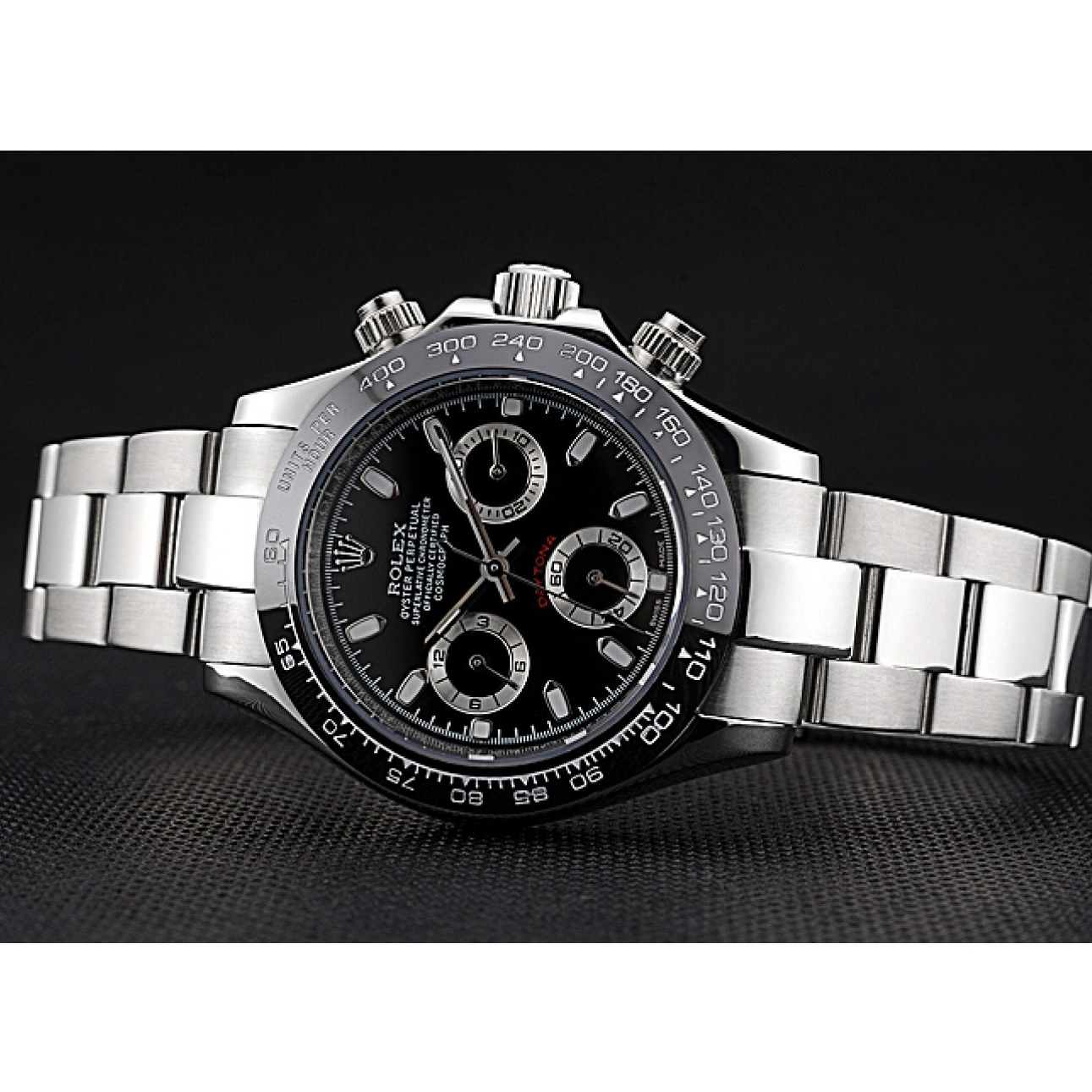Aaa replica Silver Black Stainless Stainless Cosmograph Steel Case Daytona Rolex Steel Subdials 622635 0616